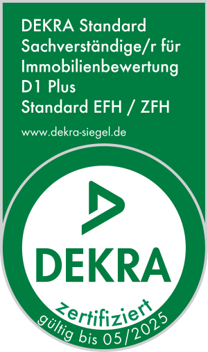 Dekra zertifizierter Sachverständiger D1 Plus für Standard Einfamilienhäuser und Zweifamilienhäuser